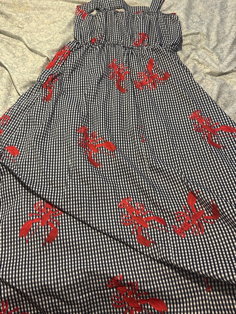 Navy Gingham Dress with Red  Lobsters - Picture 6 of 7